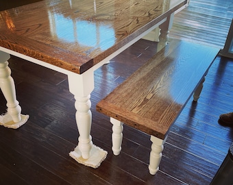 Amish Crafted Farmhouse Dining Tables With Turned Or Tapered Style Legs | Solid Wood Tops | Made To Order