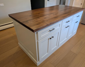 Black Walnut Butcher Block Kitchen Island Top - Amish Made