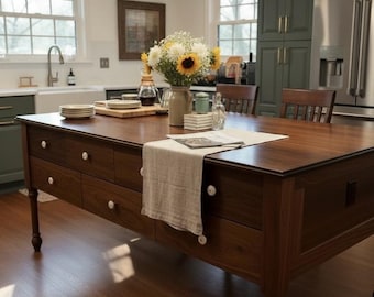 French Country Farmhouse Inspired Kitchen Island | Classic European Kitchen | Amish Hand Crafted Heirloom Furniture