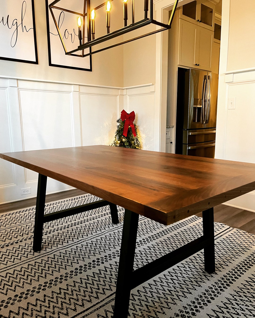 Modern Black Walnut Dining Table, Farmhouse Modern, Large Table With