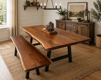 Handcrafted Black Walnut Dining Table | Amish Made, Custom Thick Top
