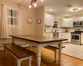 Amish Farmhouse Dining Table: Solid Wood, Handcrafted in Lancaster, PA