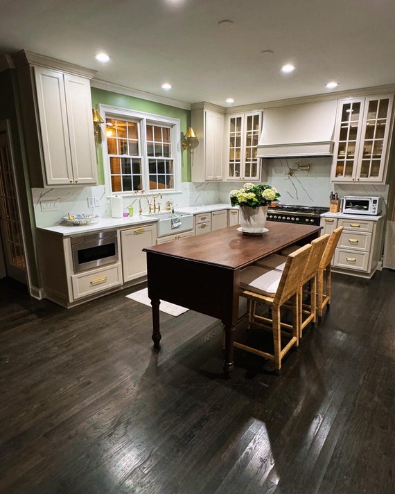 French Farmhouse Inspired Kitchen Island With Seating Custom Amish Crafted Solid Black Walnut Kitchen Islands Etsy