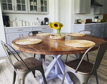 Amish Made Black Walnut Round Dining Table: Handcrafted Solid Wood