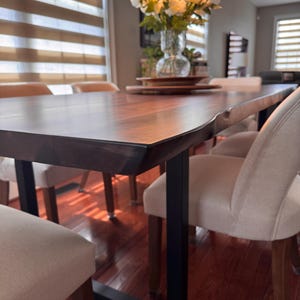 Black Walnut Dining Table | Amish Made In Lancaster County, PA | Modern Kitchen Table | Custom Handcrafted Solid Wood | Metal Table Legs