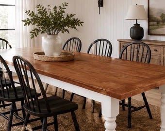 Amish Handcrafted Solid Oak Dining Table: Modern Farmhouse Kitchen