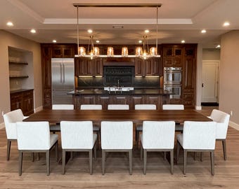 Handcrafted Walnut Dining Table: Live Edge, Amish Made, Custom Size