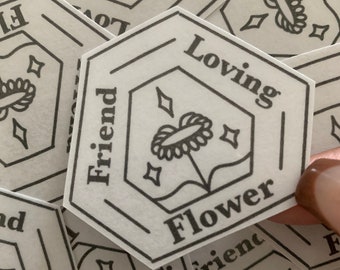 Handmade aesthetic "friend, loving, flower" sticker, summer, waterproof, positivity