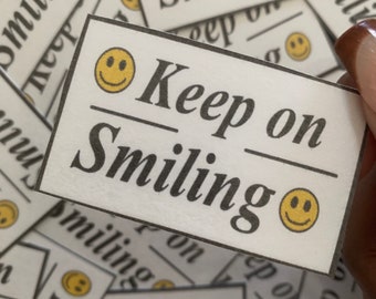 Handmade aesthetic "keep on smiling" sticker, summer, waterproof, positivity