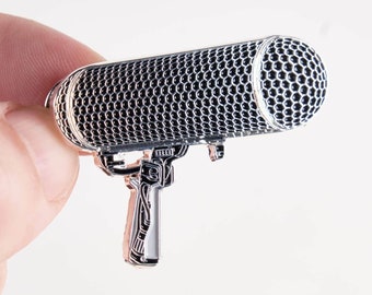 Microphone Blimp Enamel Lapel Pin Badge - gift for Sound man, musicians, audiophiles, Disc Jockey, recording studio, record producer
