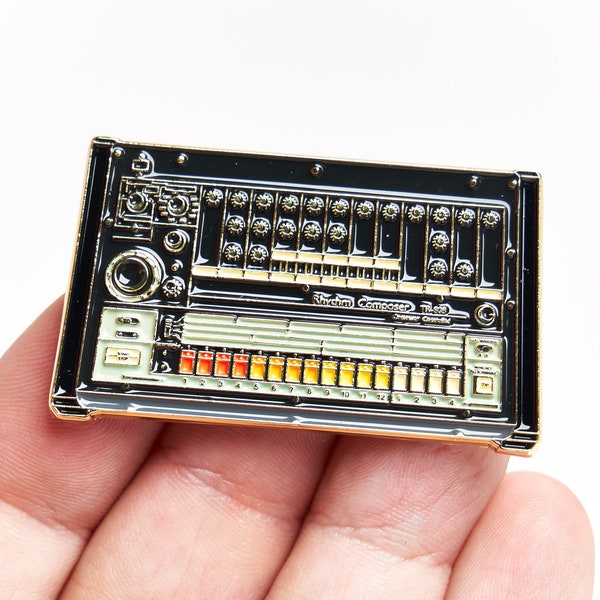 808 Drum Machine Rhythm Composer TR-808 Roland Enamel Lapel Pin Badge - gift for audiophiles, analog music producers, and recording studios