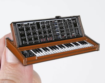 Mini Moog Voyager Vintage Keyboard Analog Synthesizer Piano Enamel Lapel Pin Badge, gift for analog musicians, recording studios