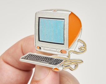 iMac G3 Orange Vintage Desktop Computer Enamel Pin - gift for nerds, software engineers, coders, hackers, technophiles