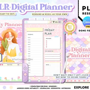 PLR Digital Planner Canva Template: Resell Rights, Hyperlinked (iPad Goodnotes)