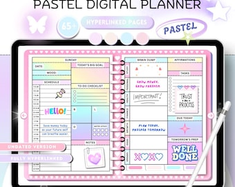Schattige roze, ongedateerde digitale planner Daily Life voor GoodNotes iPad | Wekelijkse maandelijkse levensplanner | Gehyperlinkte pdf Notability Android