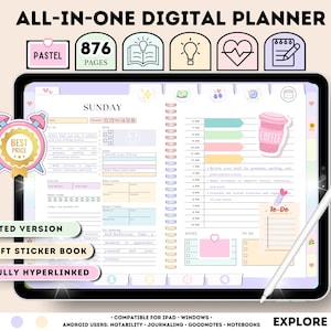 Undated Digital Planner: Hyperlinked, Goodnotes, Notability, Samsung Notes (Digital Download)
