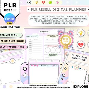 PLR Resell Digital Planner, Canva Template, Editable Planner, Hyperlinked, iPad Goodnotes Planner, Resell Rights, Undated Digital Planner