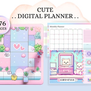 Undated Kawaii Daily Digital Planner/ Cute Digital Planner/ Kawaii Digital Journal/ Planner/ GoodNotes Planner Undated/ Cute Digital Journal
