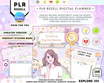 Plantilla digital de Canva para planificador PLR MRR lista para usar 2026-2027 / Totalmente editable. Licencia comercial con derechos de reventa / Vende tu propio planificador