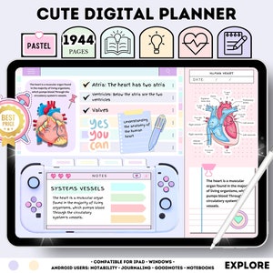 Undated Kawaii Daily Digital Planner/ Cute Digital Planner/ Kawaii Digital Journal/ Planner/ GoodNotes Planner Undated/ Cute Digital Journal