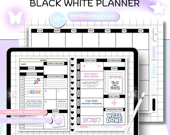 Agenda digital sin fecha GoodNotes para iPad / Agenda diaria, semanal y mensual / PDF con hipervínculos Notability para Android / Alcanza tus metas