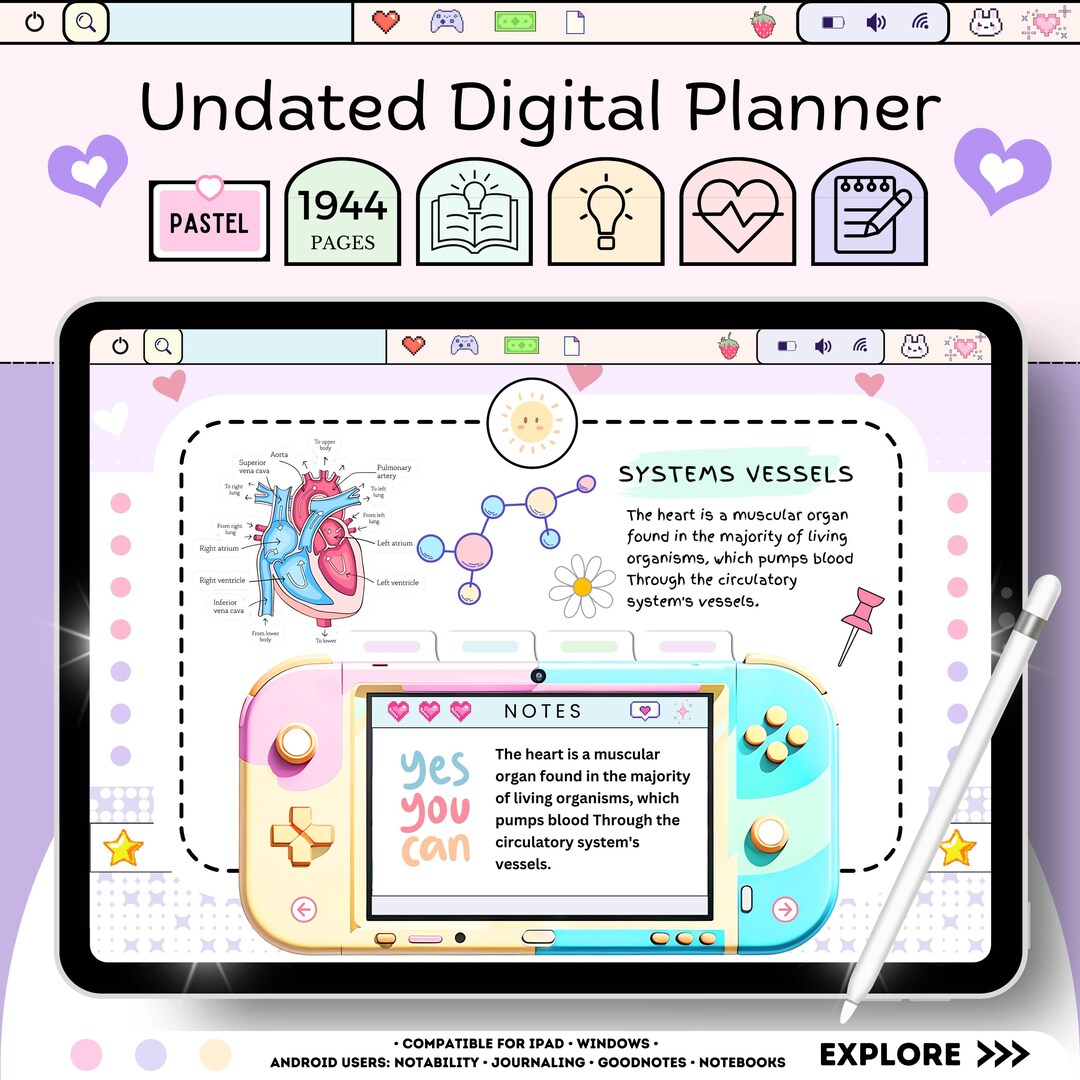 Digital Planner Undated | Goodnotes Planner iPad Notability Android ...