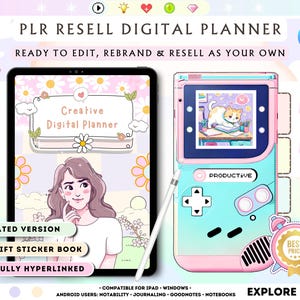 PLR Digital Planner for GoodNotes • Weekly, Monthly Canva Template • Done for you digital product • Commercial Use, Resell Rights • Editable