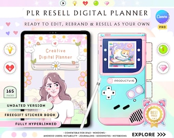 Plantilla digital de Canva para planificador PLR MRR lista para usar 2026-2027 / Totalmente editable. Licencia comercial con derechos de reventa / Vende tu propio planificador pequeño.