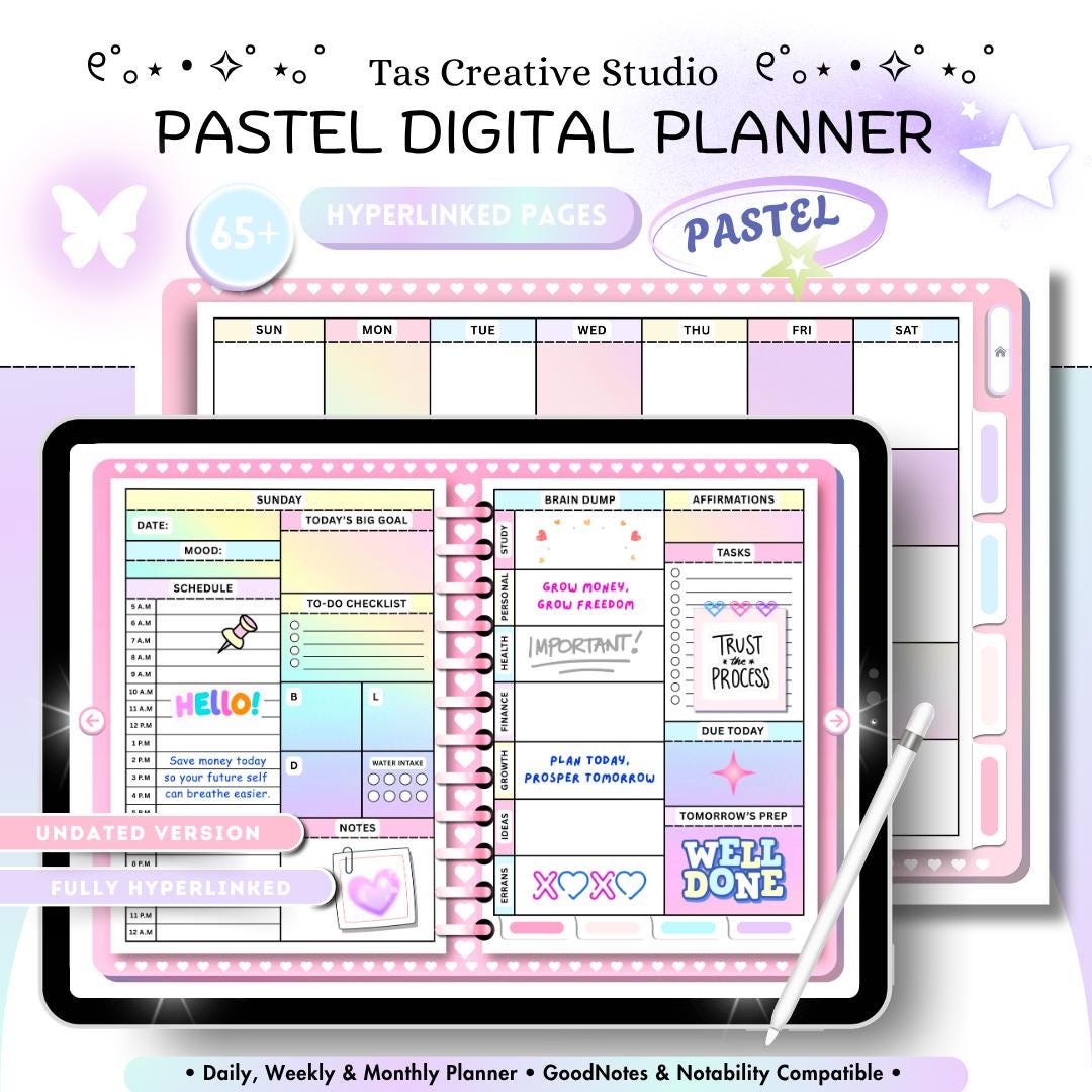 Undated iPad Digital Planner PDF | Goodnotes Notability Noteshelf ...