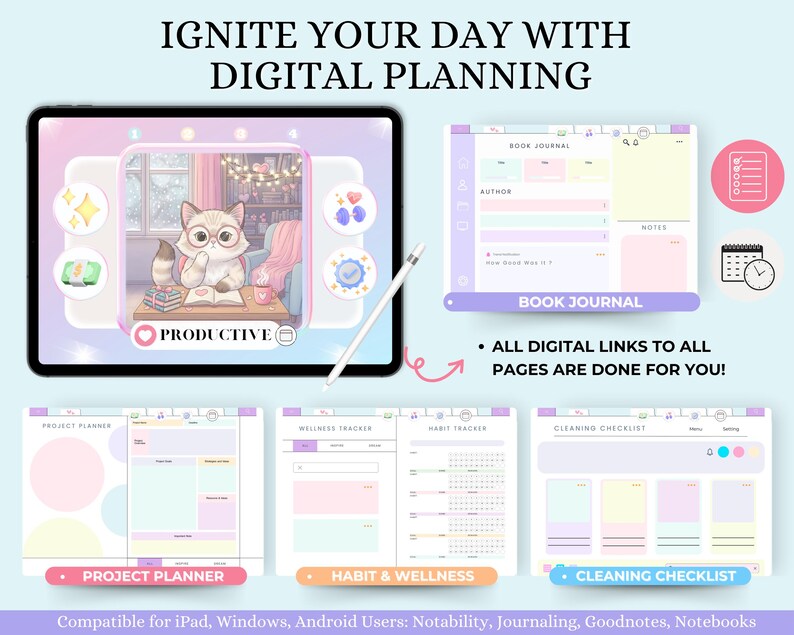 ADHD Digital Planner Goodnotes Hyperlinked | Undated Daily Weekly ...