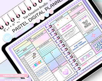 Agenda digital sin fecha para GoodNotes iPad Diario / Vida Semanal Mensual Hipervínculos / PDF Notability Android Tablet / Planificación eficiente