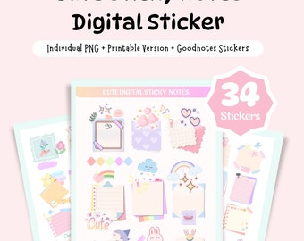 Cute Kawaii ADHD Digital Planner Stickers GoodNotes | Aesthetic Sticky Notes for Neurodivergent iPad Android