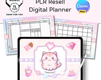 PLR MRR Digital Planner Canva Template | Done For You Editable Resell Rights | Passive Income Side Hustle Digital Download