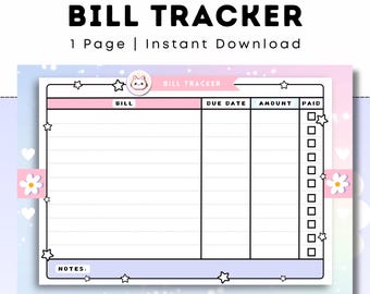 Monthly Bill & Budget Tracker Printable PDF | Finance Expense | Savings Organizer Undated | A4 A5 Letter Instant Download