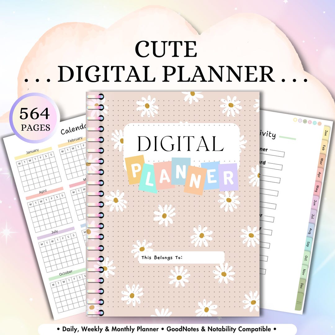 Cute Undated Daily Life Planner Digital for Goodnotes iPad | Weekly ...