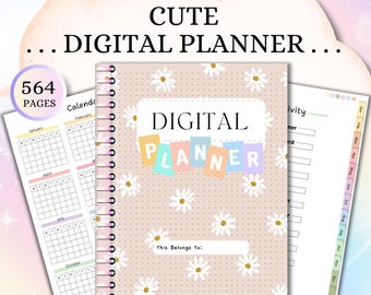 Cute Undated Daily Life Planner Digital for GoodNotes iPad | Weekly Monthly Hyperlinked PDF | Life Planner Notability Android