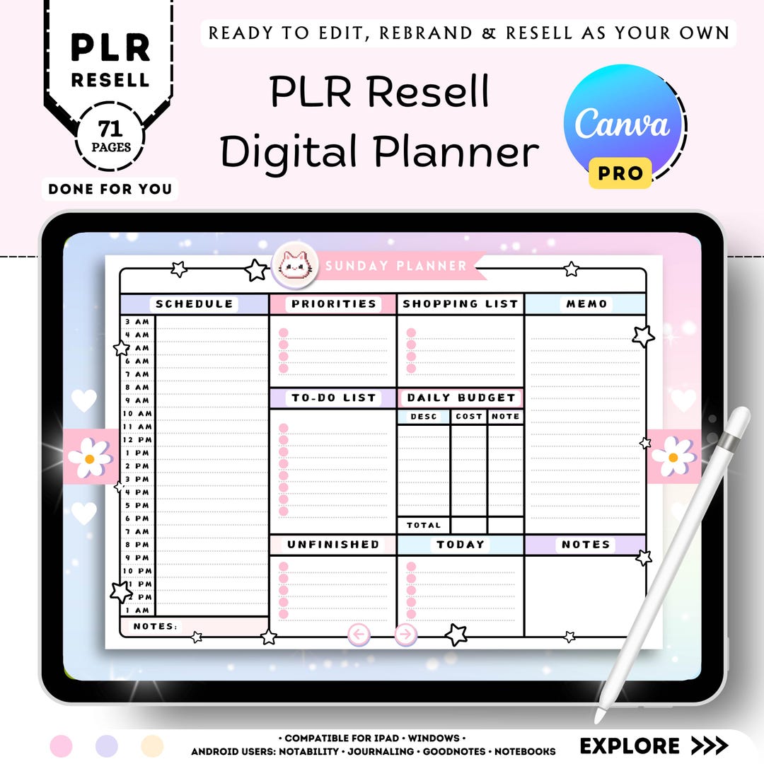 PLR MRR Ready to Sell Canva Digital Planner | Master Resell Rights ...