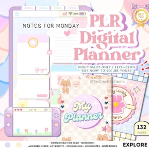 PLR Resell Digital Planner, Commercial Use, Canva Editable, Hyperlinked, Instant Download, Customisable Daily, Weekly, Monthly Templates