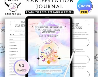 Mystical 369 Manifestation Journal GoodNotes | Law of Attraction Wealth Mindset Planner | Editable Canva Instant Download