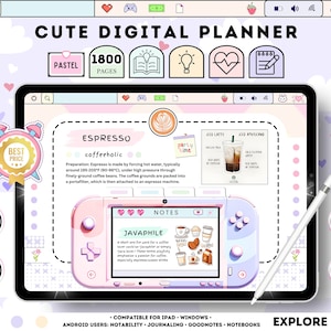 Cute Undated Digital Planner/ Realistic Digital Planner/ Undated Digital Planner/ Cute Digital Planner/ Daily Digital Planner GoodNotes Cute