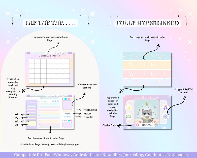 ADHD Digital Planner Goodnotes Hyperlinked | Undated Daily Weekly ...