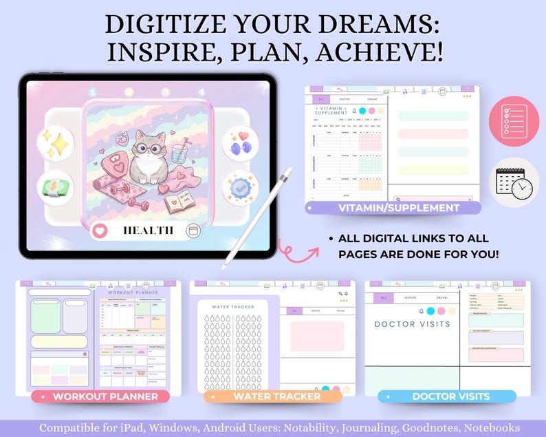 ADHD Digital Planner Goodnotes Hyperlinked | Undated Daily Weekly ...
