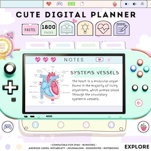 Undated Kawaii Daily Digital Planner/ Cute Digital Planner/ Kawaii Digital Journal/ Planner/ GoodNotes Planner Undated/ Cute Digital Journal