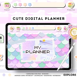 Undated Kawaii Daily Digital Planner/ Cute Digital Planner/ Kawaii Digital Journal/ Planner/ GoodNotes Planner Undated/ Cute Digital Journal