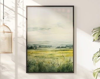 The South Downs Framed Print, Abstract Watercolour, Print of South Downs, Abstract Landscape, Modern Landscape Print, Watercolour