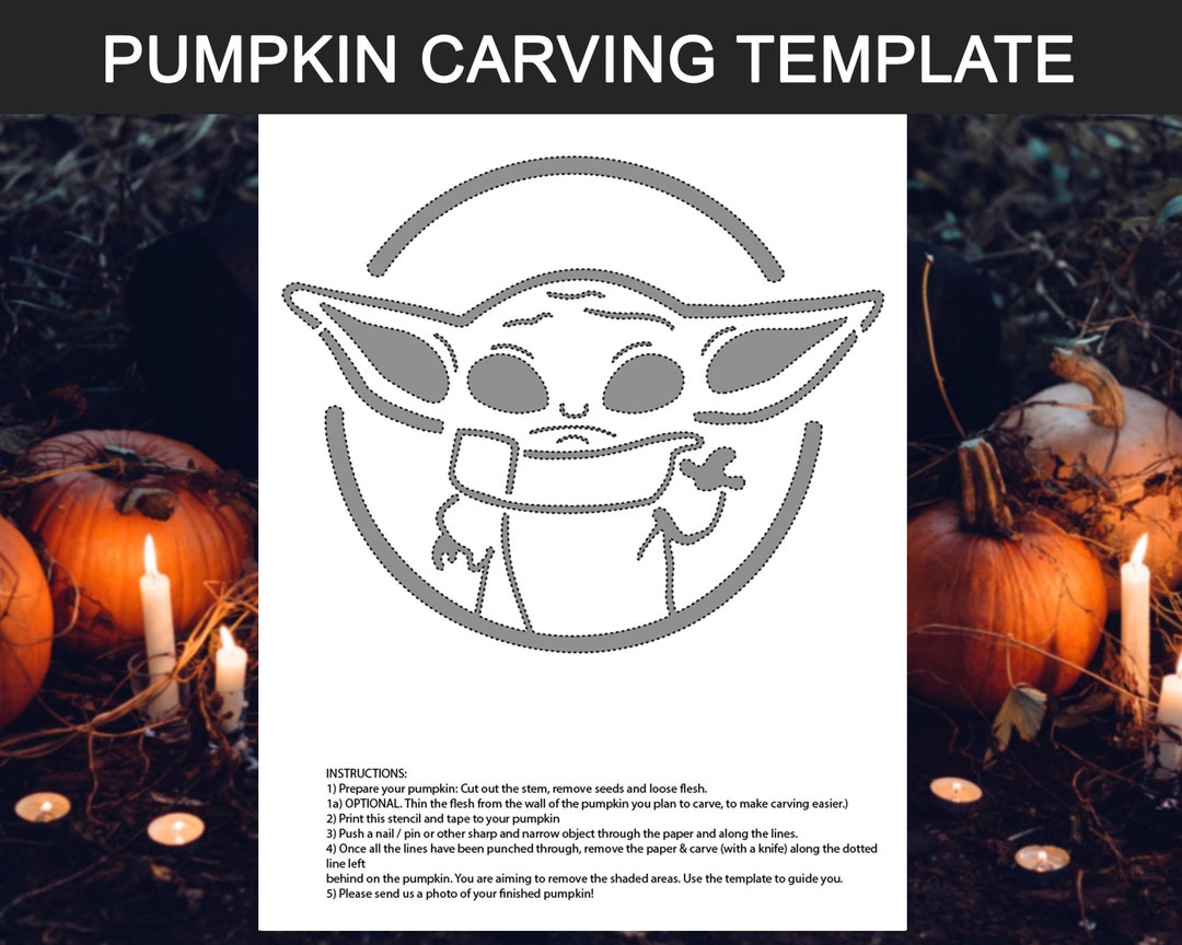 Grogu Pumpkin Template Baby Yoda Mandalorian