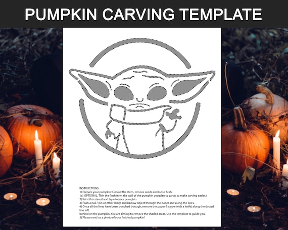 Grogu Pumpkin Template  Baby Yoda  Mandalorian