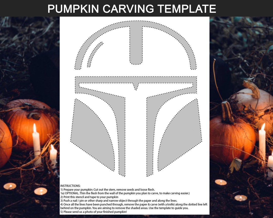 Mandalorian Pumpkin Template Mando Digital Download