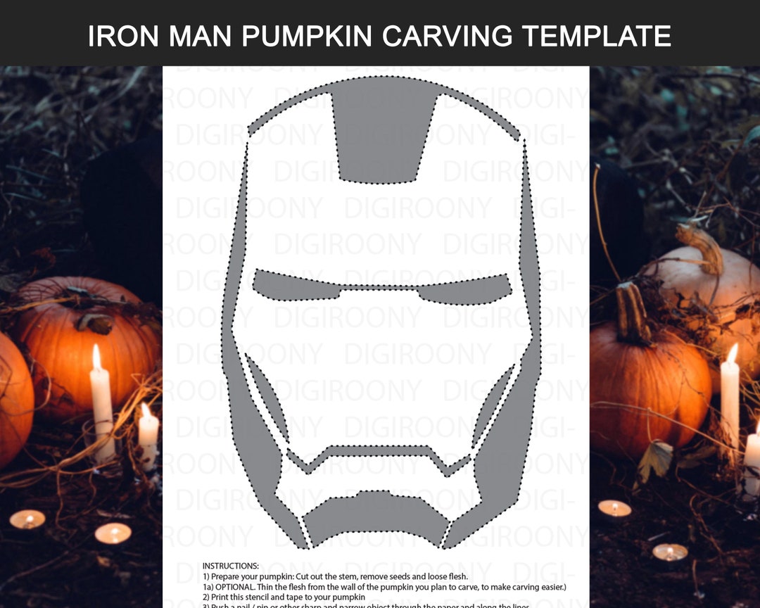Iron Man Pumpkin Template Avengers Marvel Etsy Iron Man Pumpkin Template Avengers Marvel Etsy