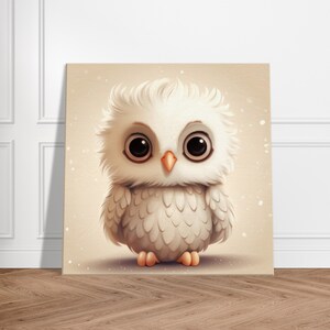 Duke Owlington - Ilustración linda del pequeño búho - Arte de la pared del pájaro - Decoración del cuarto de niños